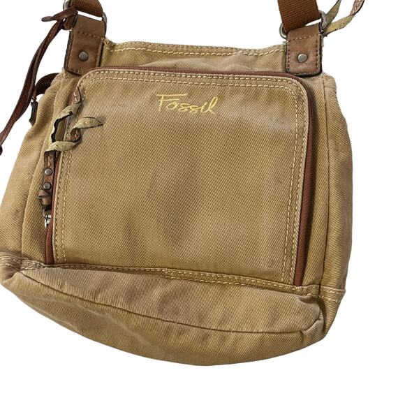 Fossil Vintage 90s Women's Tan Boho Outdoors Crossbody Purse Bag - Picture 4 of 9